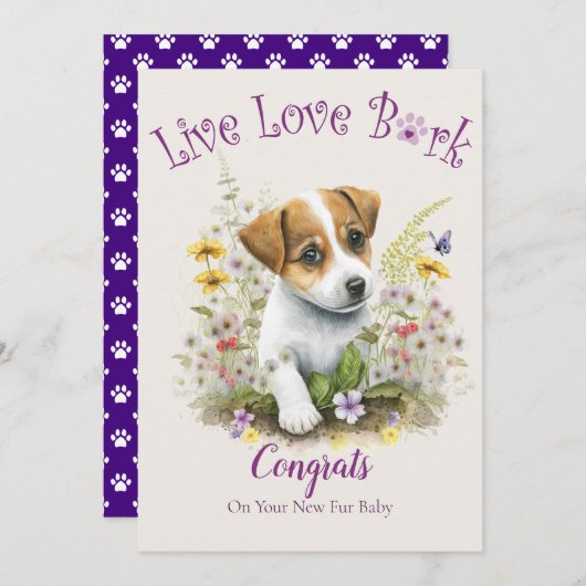 Carte Jack Russell Adoption de chien, Jour de Gotcha (Devant / Derrière)