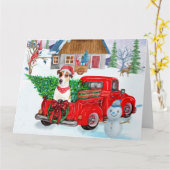 Carte Jack Russell Chien à Noël Livraison Camion Neige (Fleur jaune)