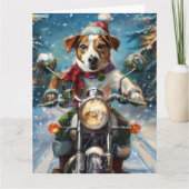 Carte Jack Russell Chien équitation Moto Noël (Devant)