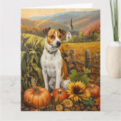 Carte Jack Russell Chien Moisson d'automne Thanksgiving (Devant)