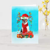 Carte Jack Russell dans la neige avec des cadeaux de Noë (Fleur jaune)