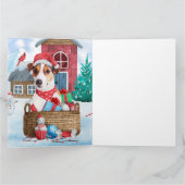 Carte Jack Russell dans la neige Maison de Noël pour chi (Intérieur)