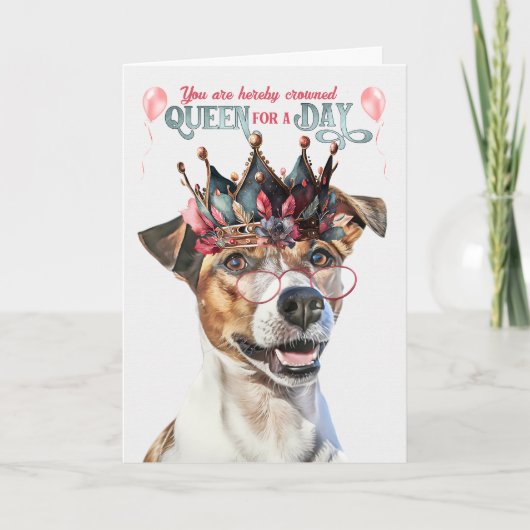 Carte Jack Russell Dog Queen pour une journée d'annivers (Devant)