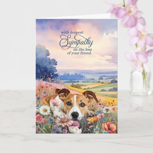Carte Jack Russell Dog with Wildflowers Pet Sympathy (Orchidée)