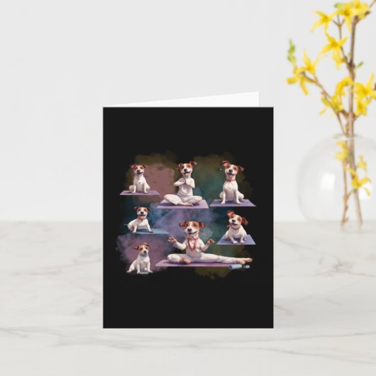 Carte Jack Russell Terrier Chien Jack Russell Yoga Pots (Fleur jaune)