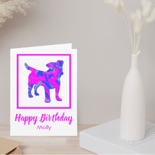 Carte Jack Russell Terrier Chien rose Drôle Anniversaire