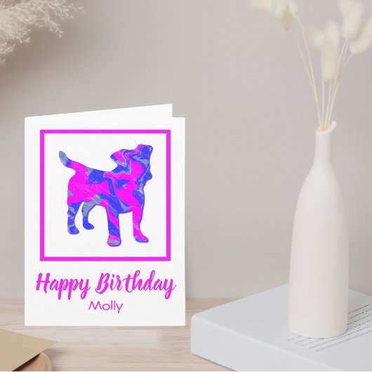 Carte Jack Russell Terrier Chien rose Drôle Anniversaire