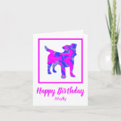 Carte Jack Russell Terrier Chien rose Drôle Anniversaire (Devant)