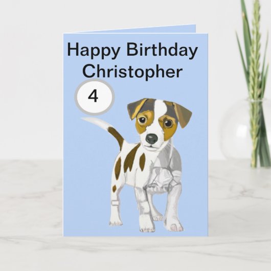 Carte Jack Russell Terrier Chiot Editable Garçons âge (Devant)