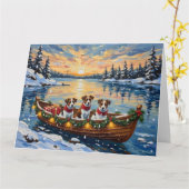 Carte Jack Russell Terrier Christmas Boat Holiday (Fleur jaune)