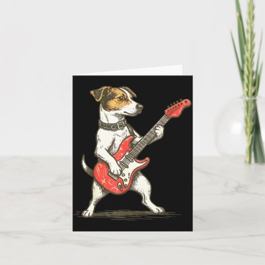 Carte Jack Russell Terrier Dog Playing Guitar Rocker Gui (Devant)