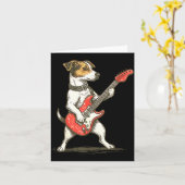 Carte Jack Russell Terrier Dog Playing Guitar Rocker Gui (Fleur jaune)