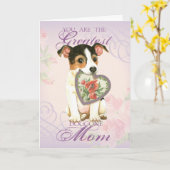 Carte Jack Russell Terrier Heart Maman (Fleur jaune)
