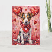 Carte Jack Russell Terrier Saint-Valentin Chien Assis (Devant)