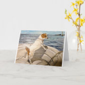 Carte Jack Russell Terrier sur le bateau (Fleur jaune)