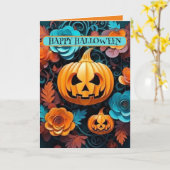 Carte Jackolantern et fleurs pliée 13 x 18 cm (Fleur jaune)