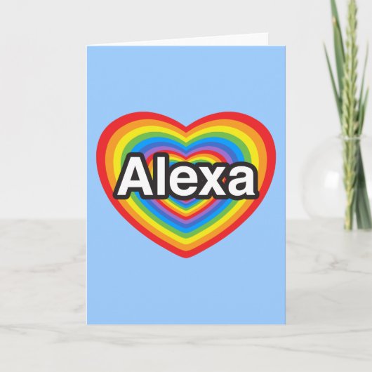 Carte J'adore Alexa. Je t'aime Alexa. Cœur (Devant)