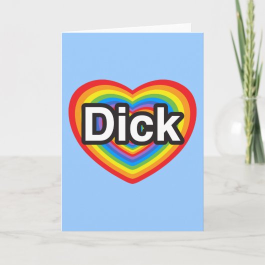 Carte J'adore Dick. Je t'aime Dick. Cœur (Devant)