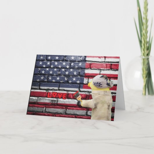 Carte J'adore l'art de graffiti murale USA. (Devant)