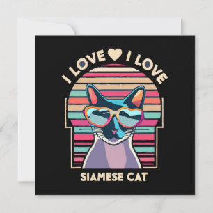 Carte J'adore le chat siamois