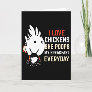 Carte J'adore le design de poulet drôle amateur de poule