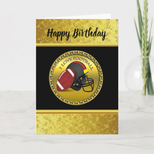 Carte J'adore le football avec un football et un casque