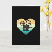 Carte J'adore le projecteur de cinéma rétro (Fleur jaune)