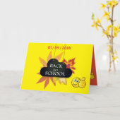 Carte J'adore l'école. Retour à l'école. Dessin animé (Fleur jaune)