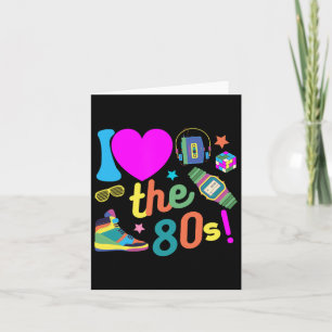 Carte J'adore les années 80 Déguisement drôle rétro pour