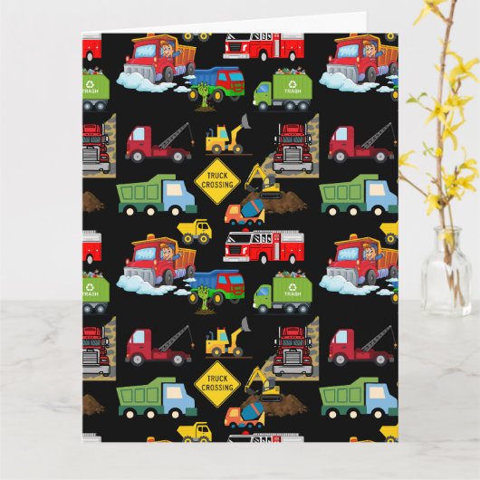 Carte J'adore les camions (Fleur jaune)