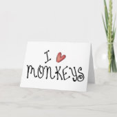 Carte J'adore les singes, typographie manuscrite mignonn (Devant)