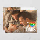 Carte J'adore mes papas | Rainbow Heart Pride Fête des p (Devant / Derrière)
