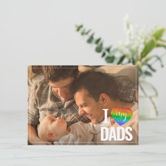 Carte J'adore mes papas | Rainbow Heart Pride Fête des p (Debout devant)