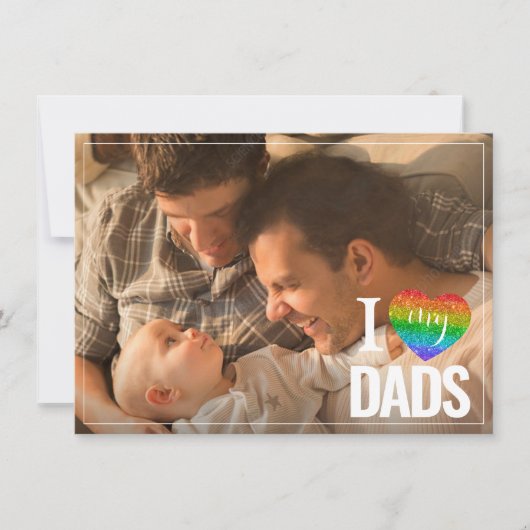 Carte J'adore mes papas | Rainbow Heart Pride Fête des p (Devant)