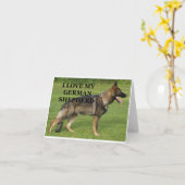 Carte J'adore mon berger allemand sable (Fleur jaune)