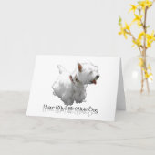 Carte J'adore mon petit chien blanc - Westie (Fleur jaune)