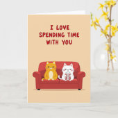 Carte J'adore Passer Du Temps Avec Les Chats (Fleur jaune)