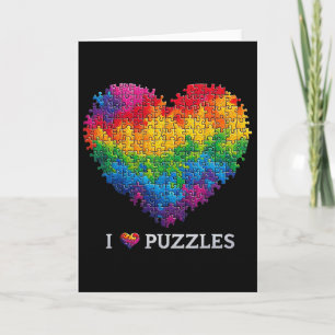 Carte J'Adore Puzzles Puzzle Cœur Arc-en-Ciel Pour Homme