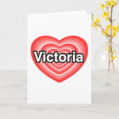 Carte J'adore Victoria. Je t'aime Victoria. Cœur (Fleur jaune)