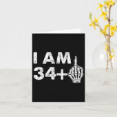 Carte J'ai 35 ans drôle de squelette doigt d'honneur 35e (Fleur jaune)