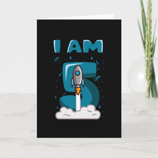 Carte J'AI 5 ans 5e anniversaire Boy Space Anniversaire (Devant)