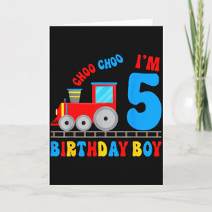 Carte J'ai 5 ans enfant amateur de train c'est mon 5ème 