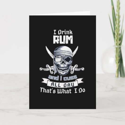Carte J'ai bu du rhum Pirate Skull Jolly roger Drapeau c (Devant)