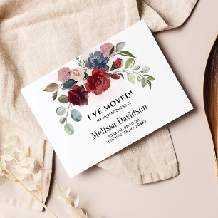 Carte J'ai déménagé la Bourgogne Floral Moving Faire-par