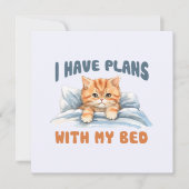Carte J'ai des plans avec mon lit - Cosy Orange Chat (Devant)