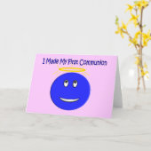 Carte J'Ai Fait Bleu Ma Première Communion (Fleur jaune)