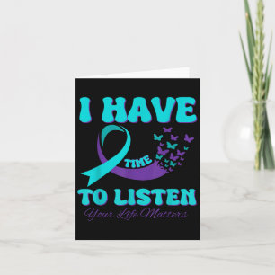 Carte J'Ai Le Temps D'Écouter Purple Turquoise Ribbon Pa