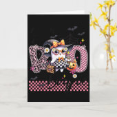 Carte J'ai mis le Boo dans Boujee Mignon Fantôme Léopard (Fleur jaune)