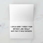 CARTE J'AI OUBLIÉ TON ANNIVERSAIRE. (Intérieur)