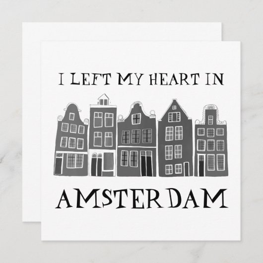 Carte J'ai quitté mon coeur à Amsterdam Holland Canal Ma (Devant / Derrière)